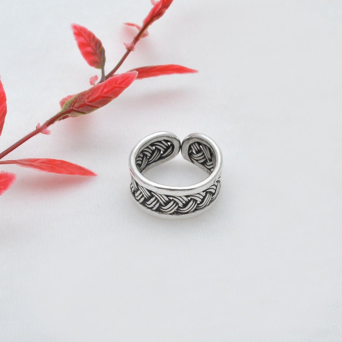 Oxidized Woven Men Women Size Ring 10 Kanish