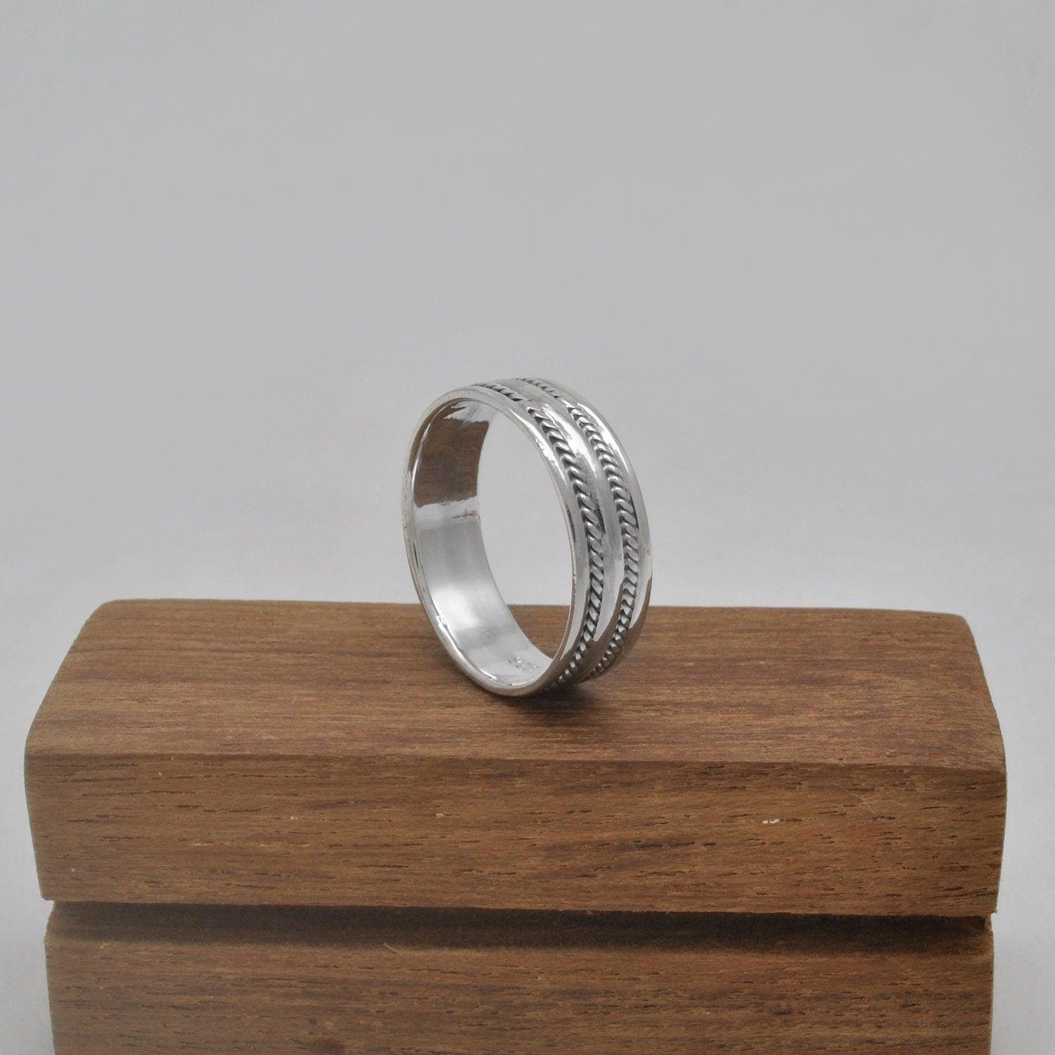 Exclusive Design 925 Silver Engagement Band Size 12.5 Kanish