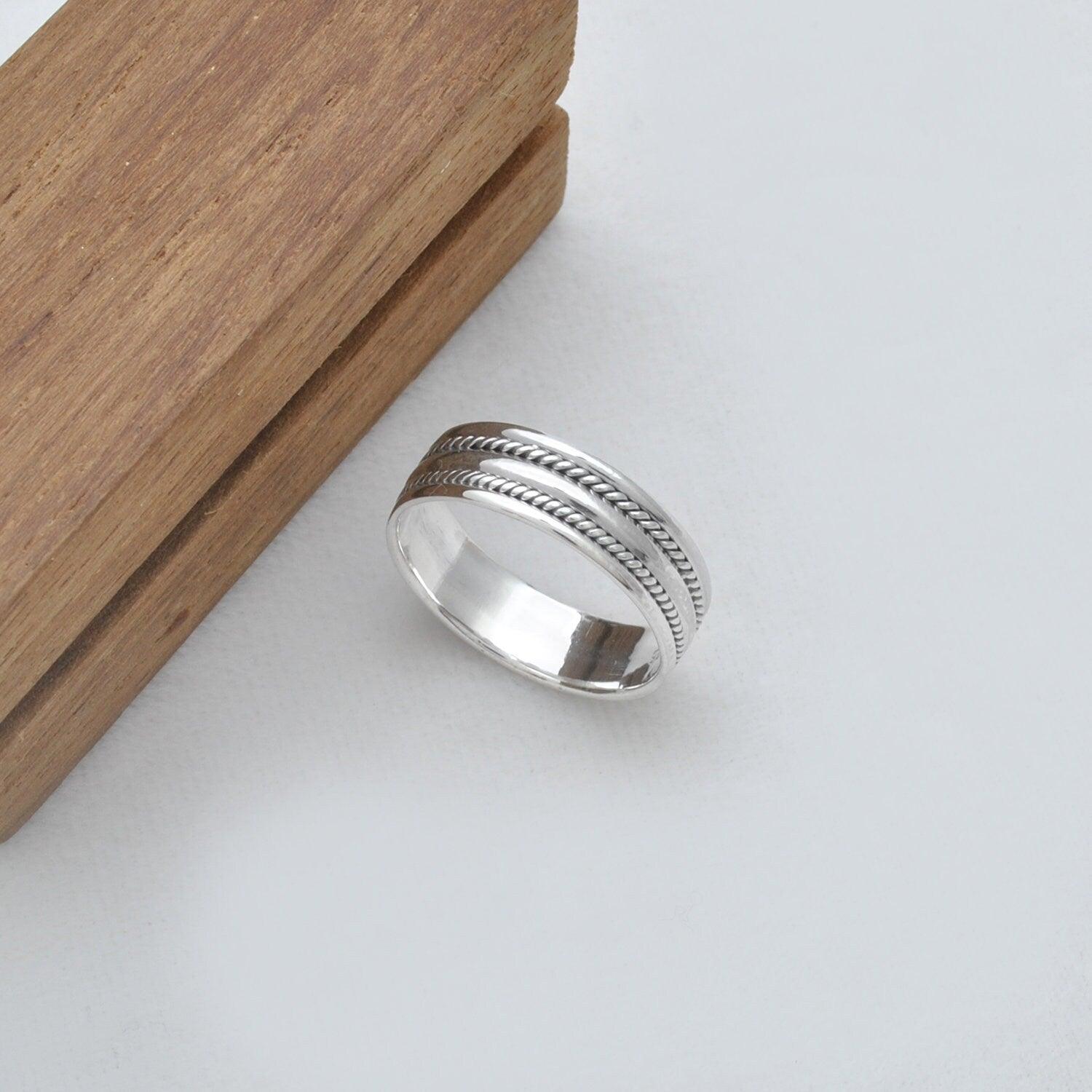 Exclusive Design 925 Silver Engagement Band Size 12.5 Kanish