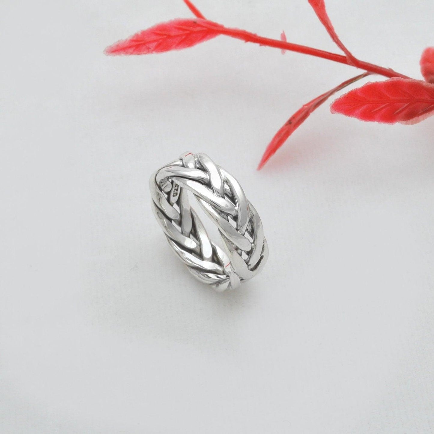 Woven Celtic Silver Braid Ring Size 8.5 Kanish
