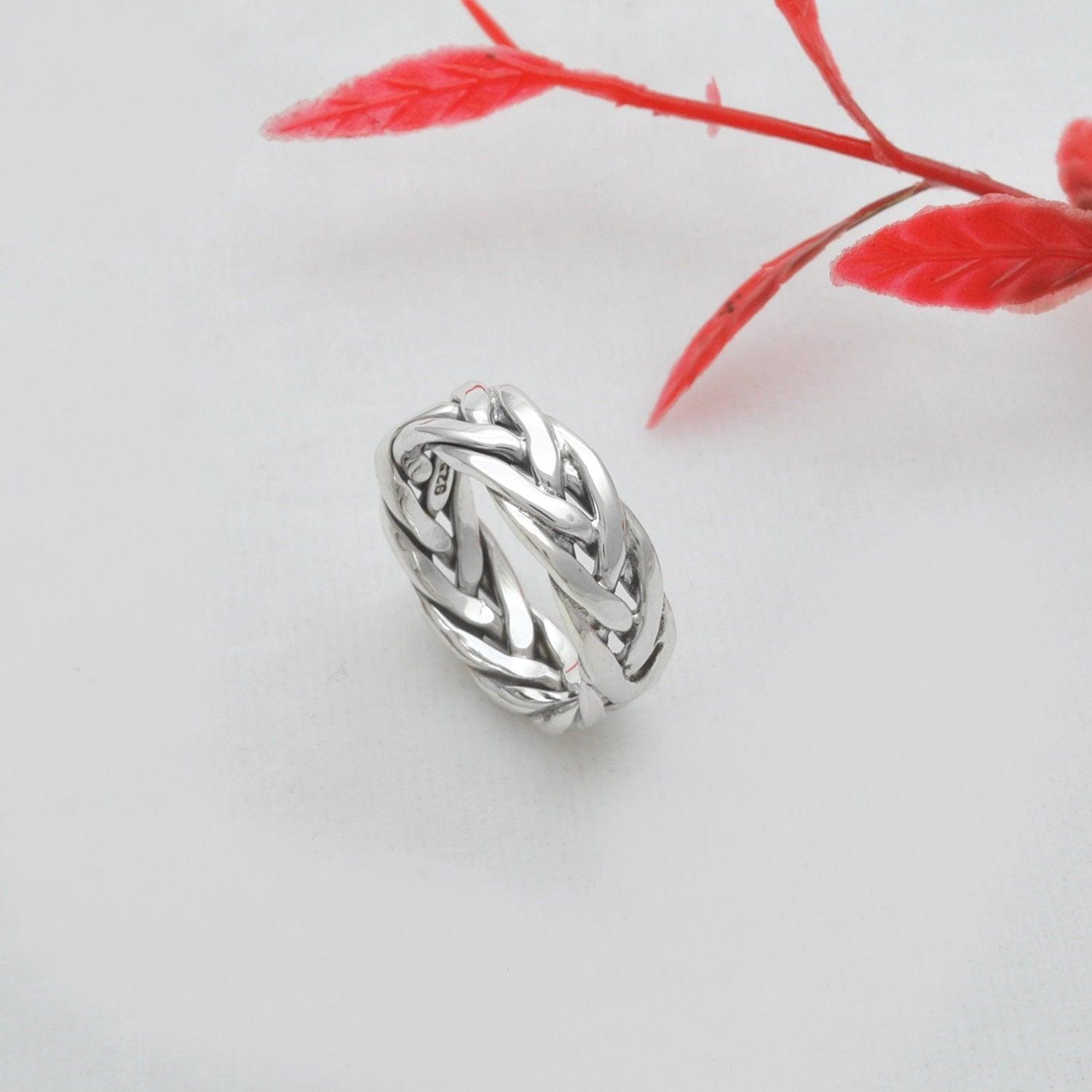 Woven Celtic Silver Braid Ring Size 8.5 Kanish