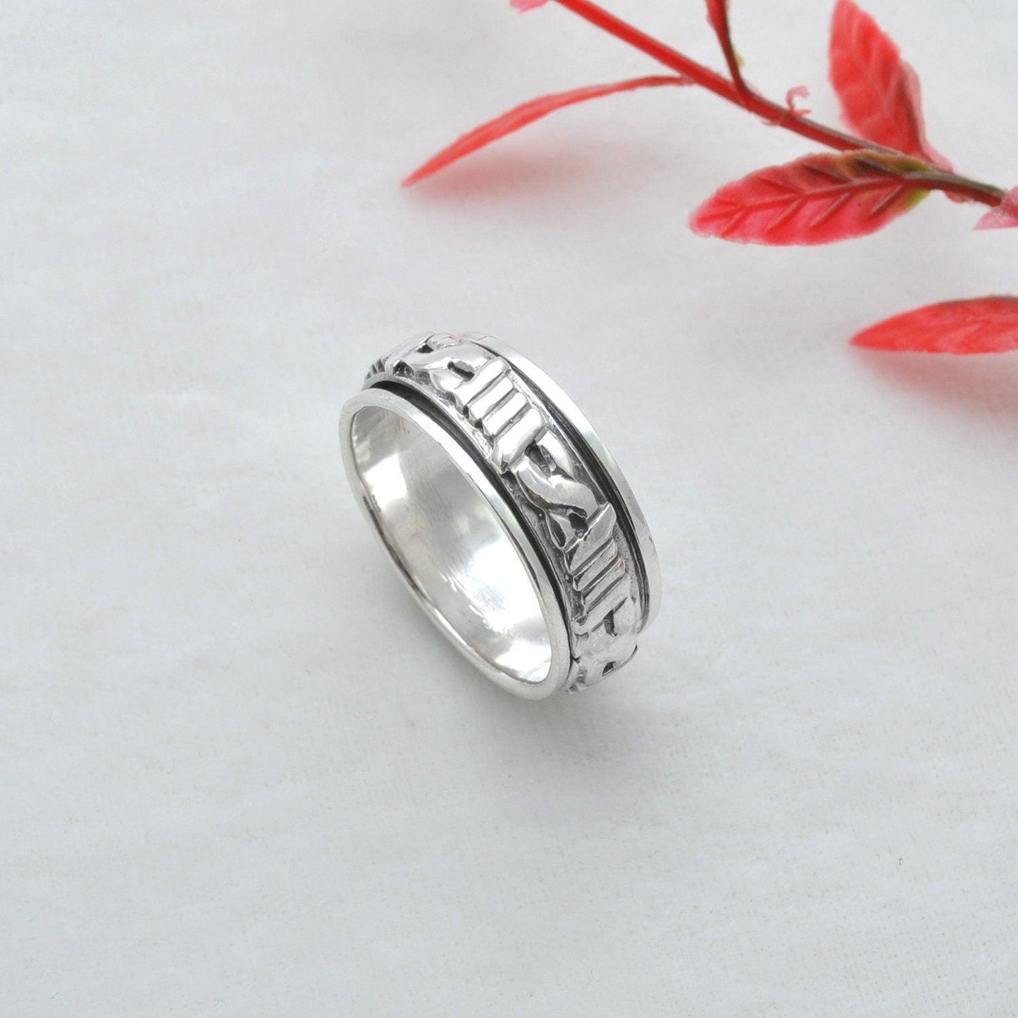 Silver Viking Band Thumb Ring Size 13 - Kanish