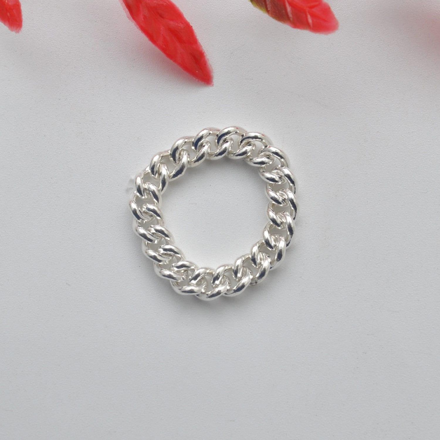 925 Silver Cuban Link Ring Size 9 Kanish