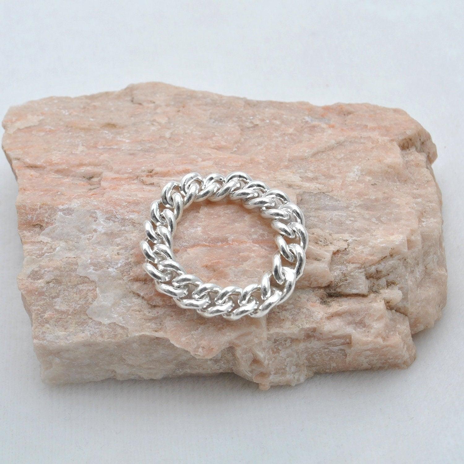 925 Silver Cuban Link Ring Size 9 Kanish