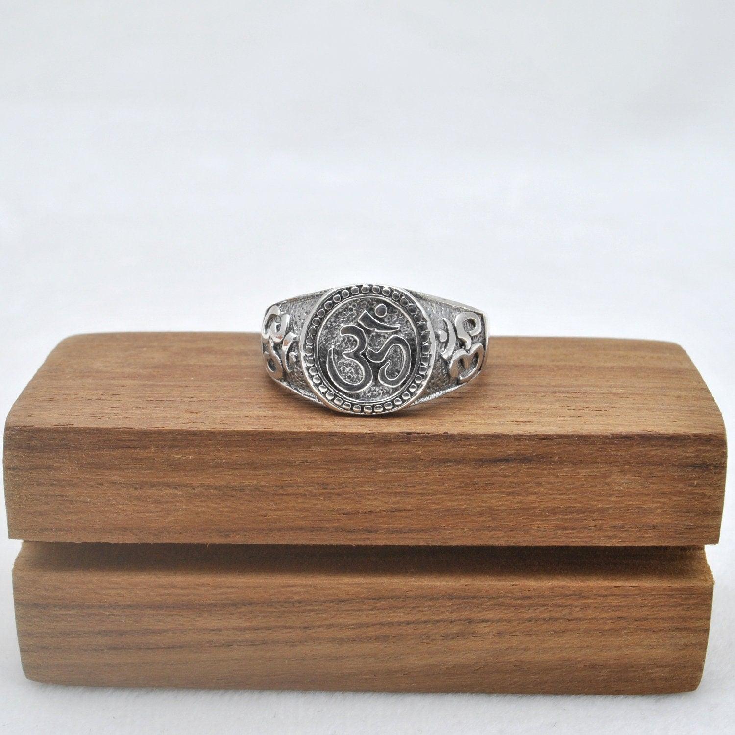 925 Sterling Silver OM Ring Size 13 Spiritual Jewelry - Kanish
