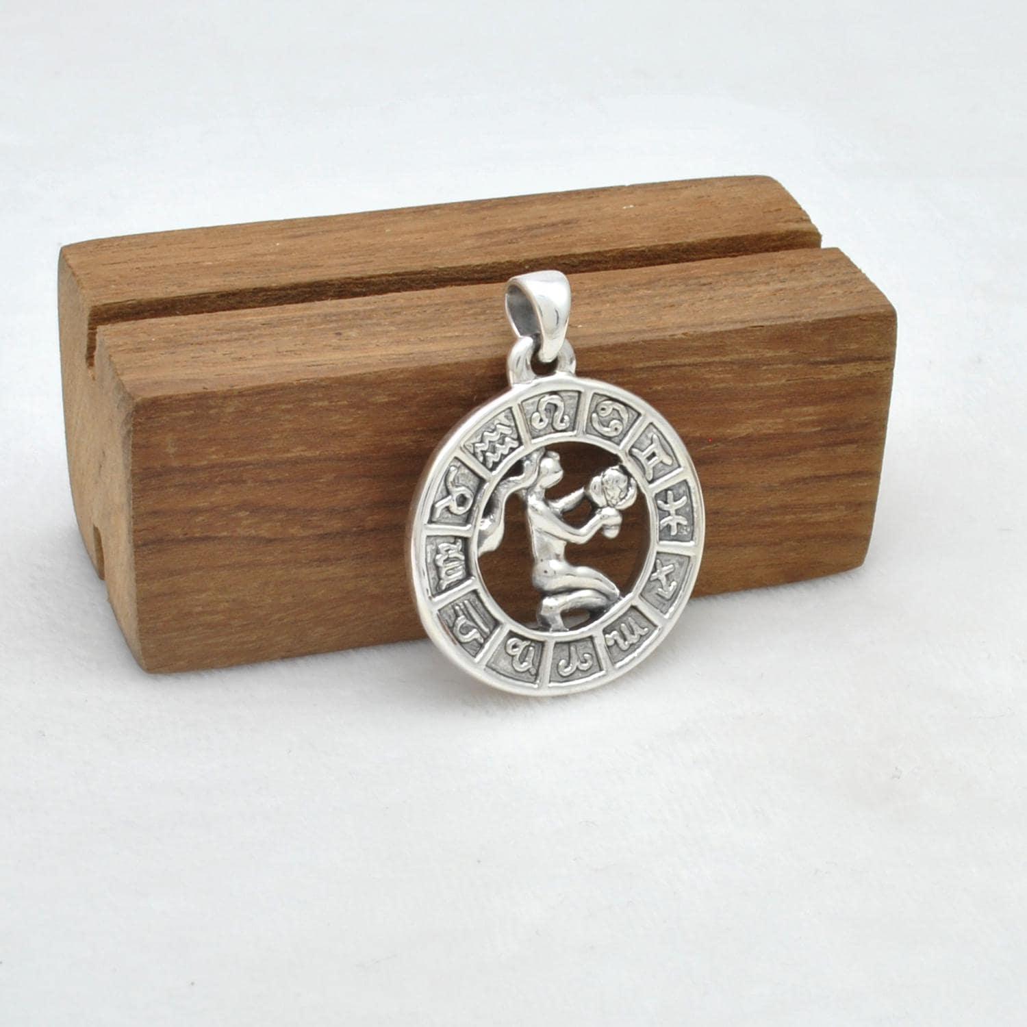 925 Sterling Silver Virgo Zodiac Sign Pendant Kanish
