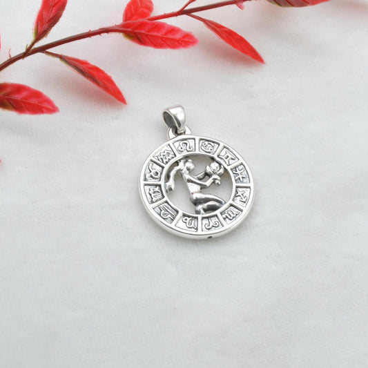 925 Sterling Silver Virgo Zodiac Sign Pendant - Kanish