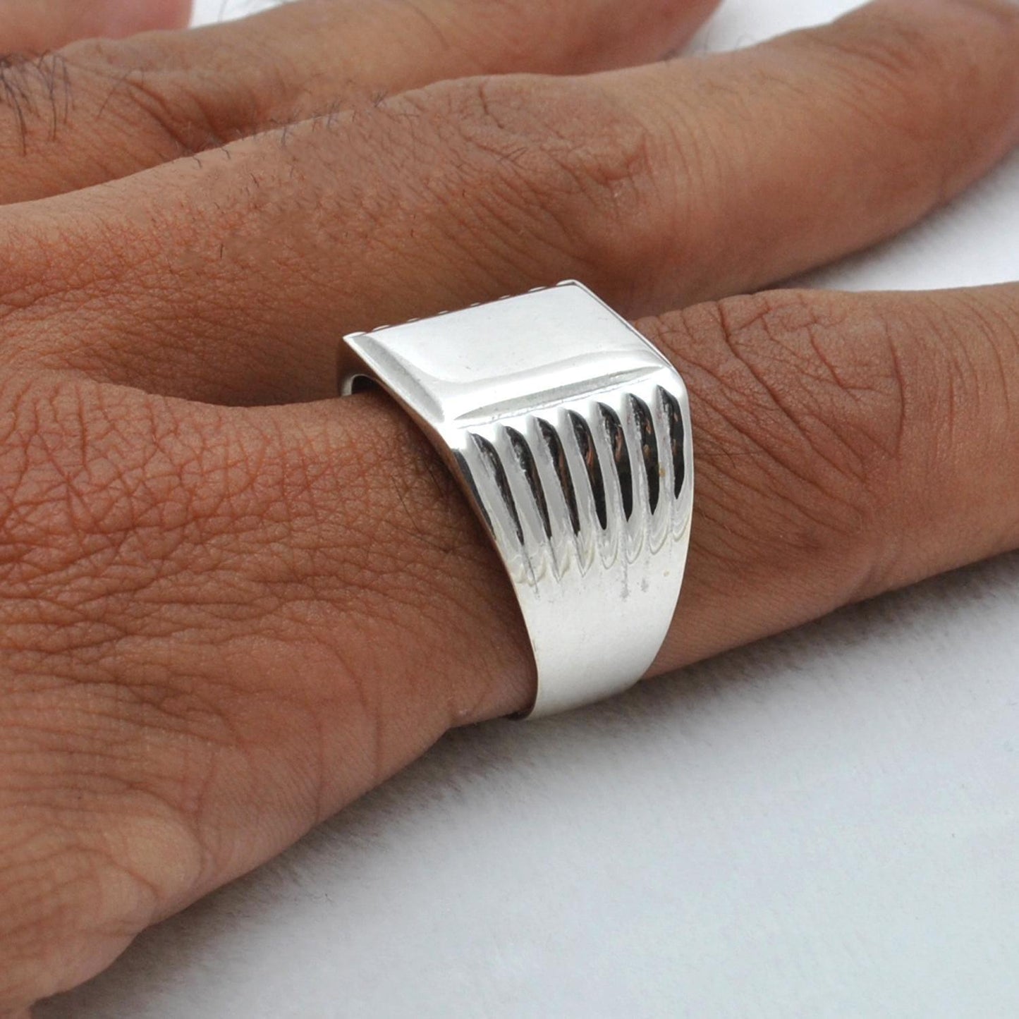 Square Signet Silver Mens Ring Size 11 Kanish