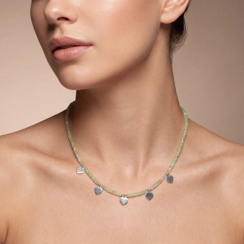 Prehnite Beads Necklace | Handmade Green Gemstone Jewelry | Delicate Necklace Gift for Women