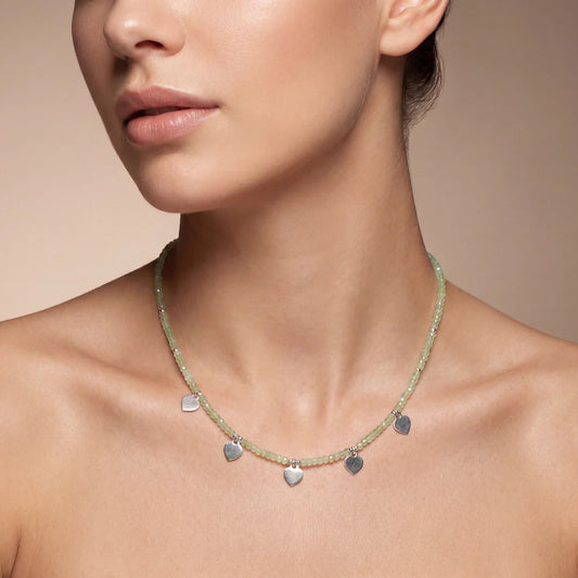 Prehnite Beads Necklace | Handmade Green Gemstone Jewelry | Delicate Necklace Gift for Women